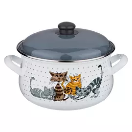 кастрюля AGNESS Котики 3,3л 20см эмал. сталь