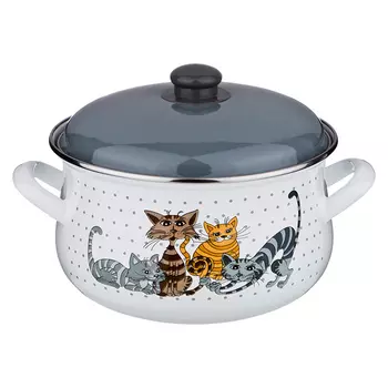 кастрюля AGNESS Котики 4,8л 22см эмал. сталь