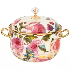 кастрюля AGNESS Пионы 3,8л 20см эмал.сталь с крышкой