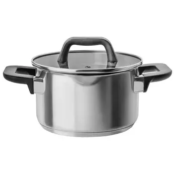 кастрюля APOLLO Gusto 2,5л 18см нерж.сталь стеклянная крышка индукция