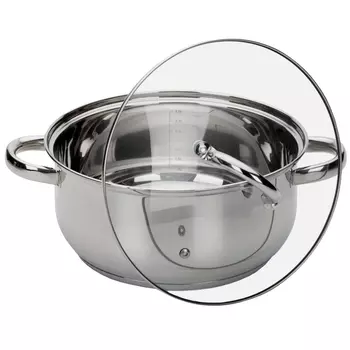 кастрюля ATTRIBUTE Grace 4,8л 24см нерж.сталь стеклянная крышка