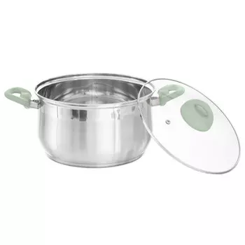 кастрюля ATTRIBUTE Natura 6л 24см нерж.сталь стеклянная крышка индукция