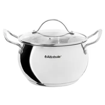 кастрюля ATTRIBUTE Optima 3л 18см нерж.сталь стекл.крышка индукция