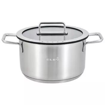 кастрюля ELEY 2,5л 18см нерж.сталь стеклянная крышка индукция