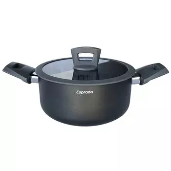 кастрюля ESPRADO Frontera Gris 4,3л 24см антипр.покр. алюминий стеклянная крышка индукция