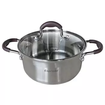 кастрюля ESPRADO Toffee 2,1л 18см нерж.сталь стеклянная крышка индукция