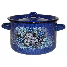 кастрюля Голубика 2,9л 18см эмал.сталь с крышкой