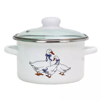 кастрюля Гуси 2л 16см эмалированная сталь