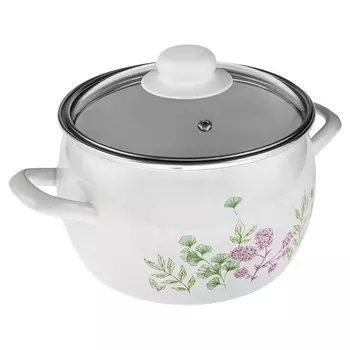 кастрюля HITT Botanica 3,5л 20см эмал. сталь со стекл крышкой