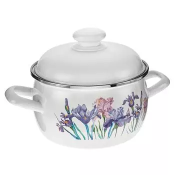 кастрюля HITT Ирисы 3,5л 20см эмал.сталь с крышкой