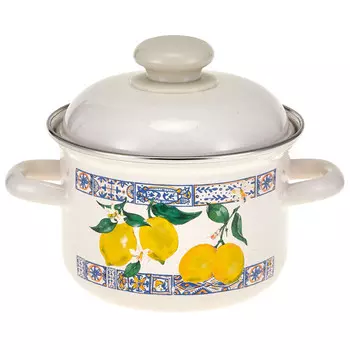 кастрюля HITT Лимонная мозаика 1,5л 14см эмал.сталь с крышкой