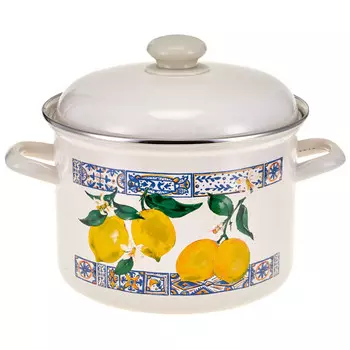 кастрюля HITT Лимонная мозаика 4л 20см эмал.сталь с крышкой