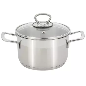 кастрюля КАТЮША София 0,7л 14см со стеклянной крышкой нерж.сталь индукция