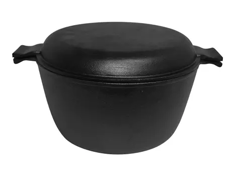 кастрюля-казан MALLONY 3л 20 см чугун без покрытия крышка-сковорода