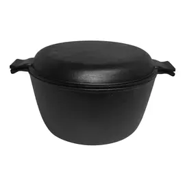 кастрюля-казан MALLONY 3 л 20 см чугун, без покрытия, крышка-сковорода