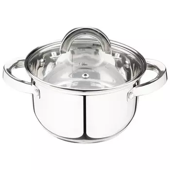 кастрюля MALLONY Mediano 1,9л 16см нерж.сталь с крышкой шкала объема