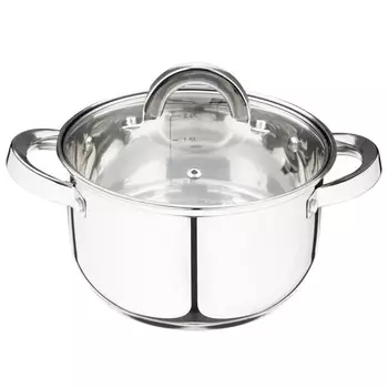 кастрюля MALLONY Mediano 2,6л 18см нерж.сталь с крышкой шкала объема