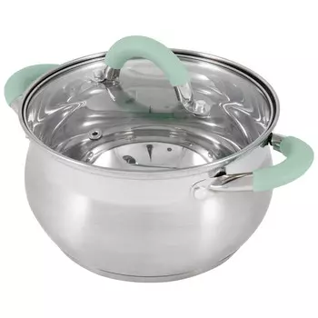 кастрюля MALLONY Mentolo 2,6л 18см нерж.сталь стеклянная крышка индукция