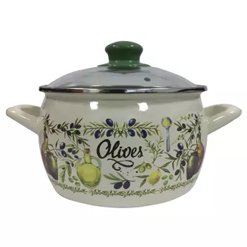 кастрюля METROT Олива 2,2л 16см эмал. сталь с крышкой