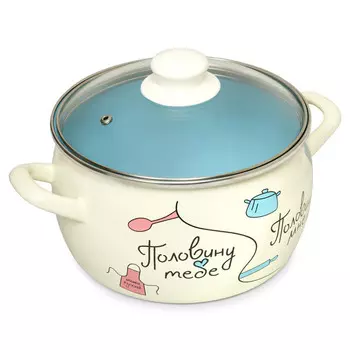 кастрюля METROT Половинки 5,7л 22см эмал. сталь с крышкой