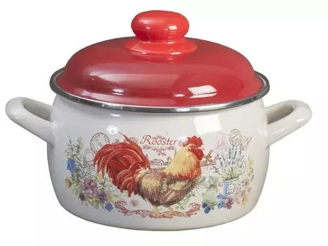 кастрюля METROT Золотой петушок 3л 18см эмал. сталь с крышкой