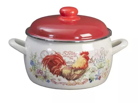 кастрюля METROT Золотой петушок 4л 20см эмал. сталь с крышкой