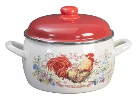 кастрюля METROT Золотой петушок 5,3л 22см эмал. сталь с крышкой