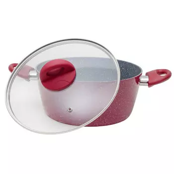 кастрюля MOULIN VILLA Raspberry 3,9л 24см антипр.покр. кован.алюм. стеклянная крышка индукция