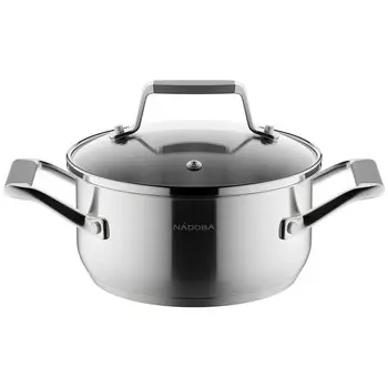 кастрюля NADOBA Odri 1,4л 16см нерж.сталь стеклянная крышка индукция