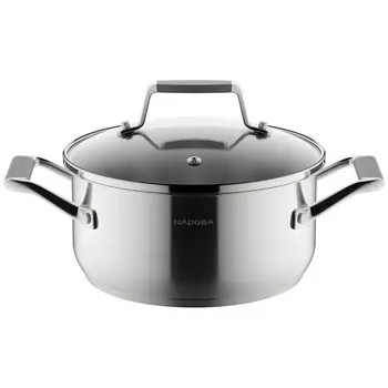 кастрюля NADOBA Odri 2л 18см нерж.сталь стеклянная крышка индукция