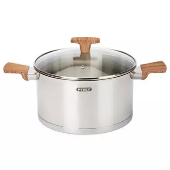 кастрюля PYREX Design 5,7л 24см нерж.сталь стеклянная крышка индукция