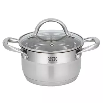 кастрюля RESTO Rigel 1,9л 16см нерж.сталь стеклянная крышка индукция