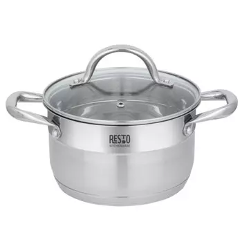 кастрюля RESTO Rigel 2,7л 18см нерж.сталь стеклянная крышка индукция