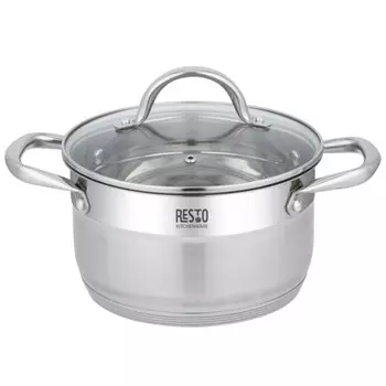 кастрюля RESTO Rigel 3,6л 20см нерж.сталь стеклянная крышка индукция