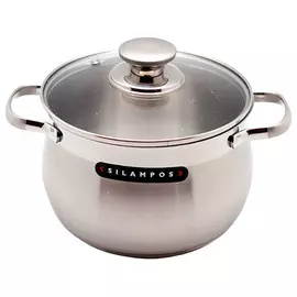 кастрюля SILAMPOS Роял 2,3л 16см нерж.сталь стекл.крышка индукция