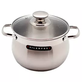 кастрюля SILAMPOS Роял 4,1л 20см нерж.сталь стекл.крышка индукция