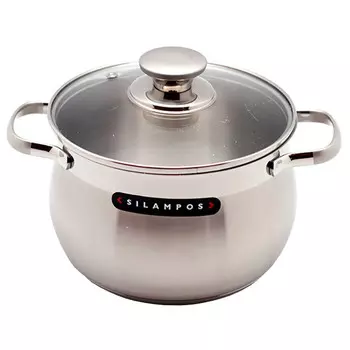 кастрюля SILAMPOS Роял 4,1л 20см нерж.сталь стеклянная крышка индукция