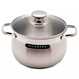 кастрюля SILAMPOS Роял 5л 22см нерж.сталь стекл.крышка индукция