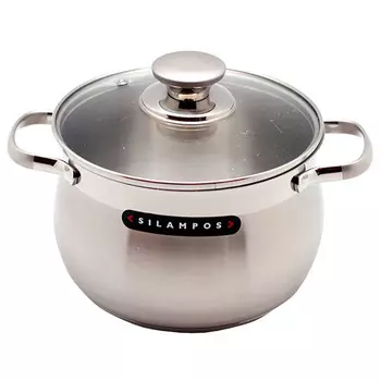 кастрюля SILAMPOS Роял 5л 22см нерж.сталь стеклянная крышка индукция