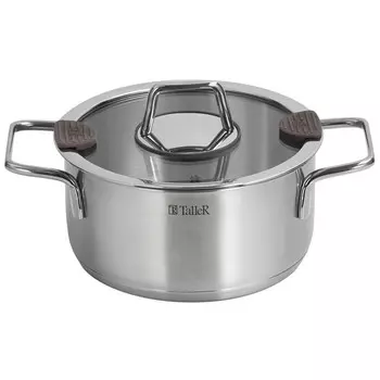 кастрюля TALLER Cascade 2л 18см нерж.сталь стеклянная крышка индукция