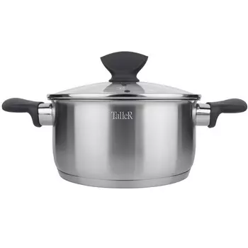 кастрюля TALLER Мэрион 4,7л 24см нерж.сталь стеклянная крышка индукция