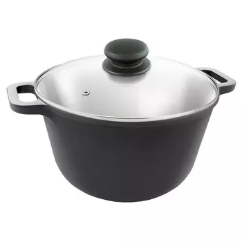 казан НМП 7л 29см литой алюминий без покрытия стеклянная крышка