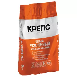 клей для керам.плитки КРЕПС усиленный 5кг, арт.крепс у/бел 5кг