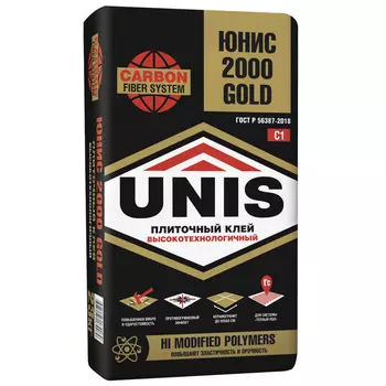 клей плиточный UNIS 2000 Gold вибро-ударостойкий 23кг