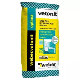 клей для керам.плитки WEBER Vetonit Optima 25кг, арт.тов-125057