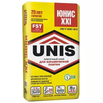 клей для плитки Unis XXI, 25 кг
