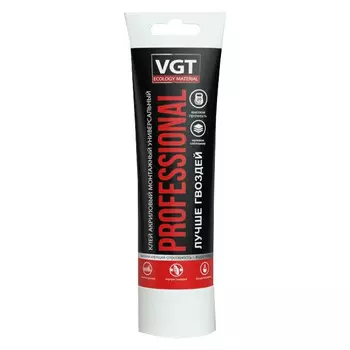 клей монтажный VGT Professional жидкие гвозди туба 300г белый, арт.34678