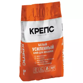 клей плиточный КРЕПС Усиленный белый для мозаики 5кг