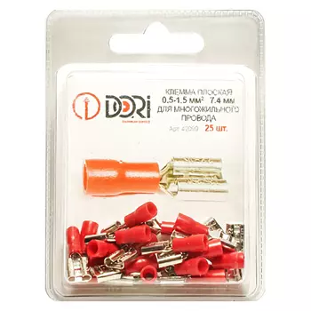 разъем DORI 0,5-1,5мм2 плоский female 25шт красный