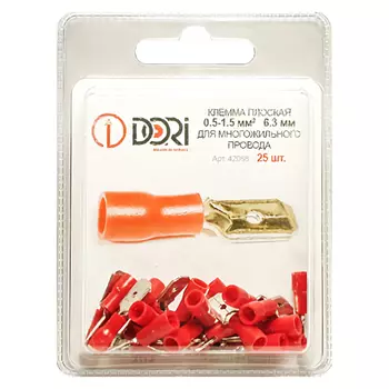 разъем DORI 0,5-1,5мм2 плоский male 25шт красный